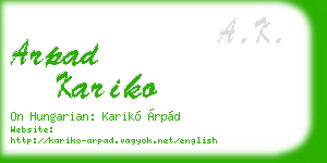 arpad kariko business card