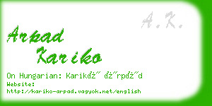 arpad kariko business card